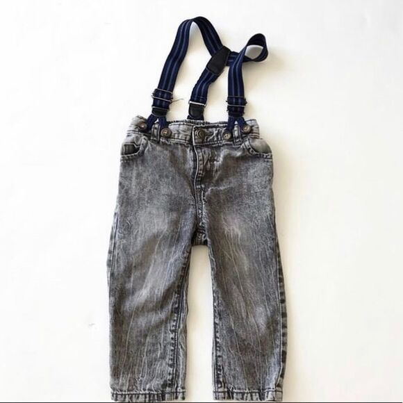 Joe fresh gray soft denim suspender pants EUC 6-12 - Picture 1 of 3